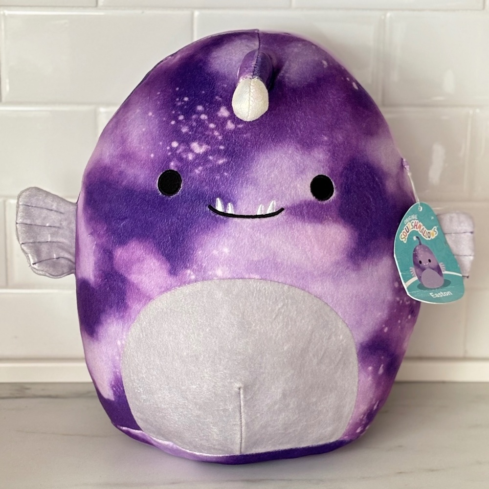 SQUISHMALLOWS Plush EASTON the Anglerfish LARGE 12" Stuffed Animal Purple NEW